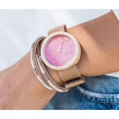 Zegarek Neat Zegarek damski New Hoop drewniany klon różowo-złoty 38mm. Czerwone zegarki damskie Neat, złote. Za 324,00 zł.
