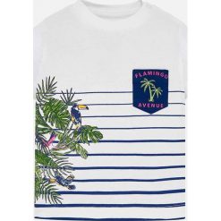 Mayoral - T-shirt dziecięcy 68-98 cm. Białe t-shirty chłopięce marki Mayoral, z nadrukiem, z bawełny, bez rękawów. Za 50,90 zł.
