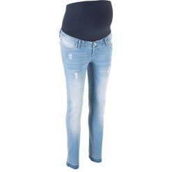 Dżinsy ciążowe SKINNY bonprix niebieski "bleached”. Niebieskie jeansy damskie bonprix, bez wzorów, z jeansu. Za 129,99 zł.