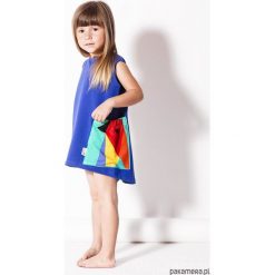 Sukienka chabrowa z kieszenią. Niebieskie sukienki dziewczęce marki Pakamera, z dresówki. Za 149,00 zł.