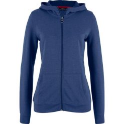 Bluza rozpinana bonprix kobaltowy melanż. Niebieskie bluzy damskie bonprix, bez wzorów, bez rękawów, bez kaptura. Za 59,99 zł.