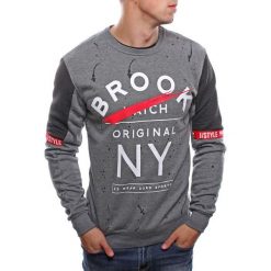 Bluza męska z nadrukiem grafitowa Recea. Szare bluzy męskie Recea, xl, z nadrukiem, z bawełny, z kapturem, bez rękawów, bez kaptura. Za 49,99 zł.