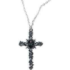 Naszyjniki damskie: Alchemy Gothic Ivy Cross Naszyjnik srebrny