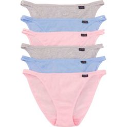 Figi "tanga" bonprix jasnoszary melanż + jasnoróżowy + niebieski. Majtki damskie bonprix. Za 47,94 zł.