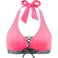 Stroje dwuczęściowe damskie: Biustonosz bikini z ramiączkami wiązanymi na szyi bonprix koralowy