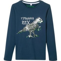 Shirt chłopięcy z długim rękawem i obracanymi cekinami bonprix ciemnoniebieski. Niebieskie t-shirty chłopięce bonprix, z aplikacjami, z długim rękawem. Za 34,99 zł.