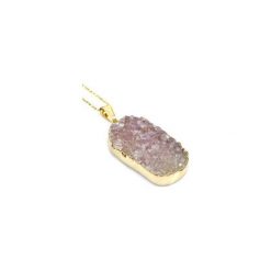 Colare Agat Druza Owal złoto. Różowe naszyjniki damskie Brazi druse jewelry, z agatem, srebrne. Za 170,00 zł.