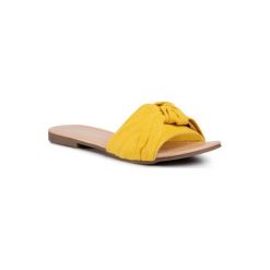 BASSANO WS2090-08 Żółty. Żółte klapki damskie Bassano, bez wzorów, z materiału, bez obcasa. Za 49,99 zł.