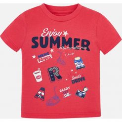 Mayoral - T-shirt dziecięcy 92-134 cm. Czerwone t-shirty chłopięce Mayoral, z nadrukiem, z bawełny, bez rękawów. W wyprzedaży za 34,90 zł.
