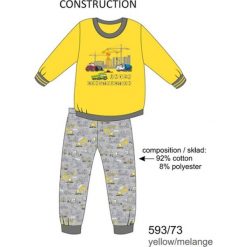 Bielizna chłopięca: Piżama chłopięca DR 593/73 Construction Żółta r. 116