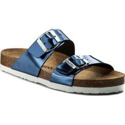 Klapki DR. BRINKMANN - 701175 Blau 5. Niebieskie klapki damskie Dr. Brinkmann, bez wzorów, ze skóry ekologicznej, bez obcasa. Za 119,00 zł.