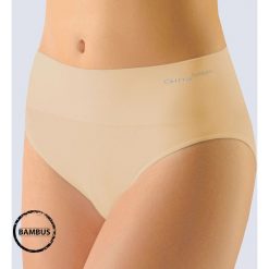 Figi klasyczne Bamboo 035 wysokie. Różowe majtki damskie Gina, bez wzorów, ze skóry. Za 38,99 zł.