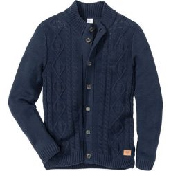 Sweter rozpinany w warkocze bonprix ciemnoniebieski. Niebieskie swetry męskie bonprix, s, bez wzorów. Za 109,99 zł.