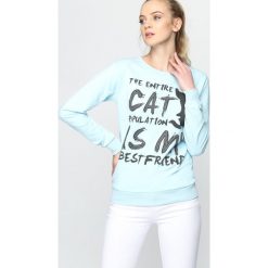 Bluzy rozpinane damskie: Niebieska Bluza Entire Cat