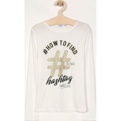 Blukids - Longsleeve dziecięcy 140-170 cm. Białe bluzki dziewczęce Blukids, z nadrukiem, z bawełny, z okrągłym kołnierzem, z długim rękawem, długie, bez kaptura. Za 29,90 zł.