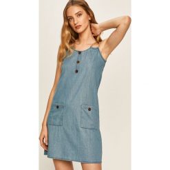 Answear - Sukienka Answear Lab. Niebieskie sukienki damskie ANSWEAR, na co dzień, s, bez wzorów, z bawełny, casualowe, z okrągłym kołnierzem, bez rękawów, mini, proste. W wyprzedaży za 99,90 zł.