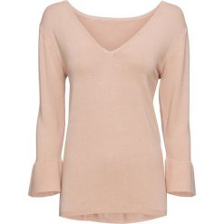 Sweter z falbanami bonprix matowy beżowy. Szare swetry klasyczne damskie marki Reserved, l, z dekoltem w serek. Za 69,99 zł.