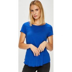 Tommy Jeans - Top. Szare topy damskie Tommy Jeans, m, z bawełny, z okrągłym kołnierzem. Za 119,90 zł.