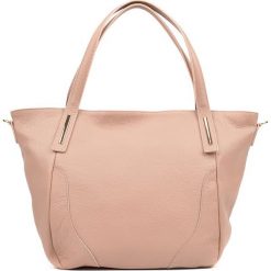 Shopper bag damskie: Skórzany shopper bag w kolorze jasnoróżowym – 48 x 33 x 15 cm
