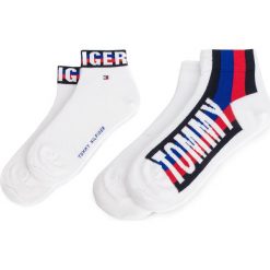 Zestaw 2 par wysokich skarpet męskich TOMMY HILFIGER - 392002001 White 300. Czerwone skarpetki męskie z elastanu. Za 44,99 zł.