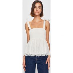 Morgan - Top. Białe bluzki damskie Morgan, bez wzorów, z bawełny, casualowe, bez kołnierzyka, bez rękawów. W wyprzedaży za 139,90 zł.