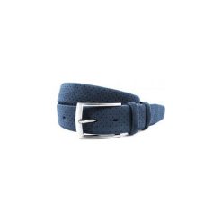 Niebieski pasek męski z dziurkami P18. Niebieskie paski męskie Modini Moda Męska, w paski, ze skóry, eleganckie. Za 80,10 zł.