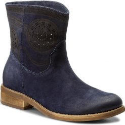 Buty zimowe damskie: Botki ROBERTO – 605 Granat Nubuk