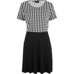 Sukienka shirtowa bonprix czarno-biały w kratę vichy. Czarne sukienki bonprix. Za 34,99 zł.