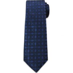 Szykowny Krawat Męski w Geometryczne Wzory i Kwiaty - Chattier, Niebieski KRCH0946. Niebieskie krawaty męskie Chattier, w kwiaty, z tkaniny, eleganckie. Za 39,00 zł.