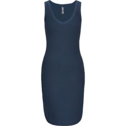 Sukienka shirtowa bonprix głęboki niebieski. Niebieskie sukienki damskie bonprix, bez wzorów, z dekoltem w serek, bez rękawów. Za 37,99 zł.