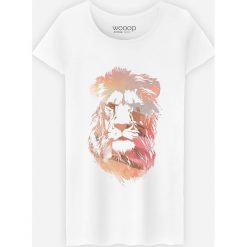 Koszulka "Desert Lion" w kolorze białym. Białe koszulki damskie Wooop, m, z nadrukiem, z bawełny, z okrągłym kołnierzem. W wyprzedaży za 56,95 zł.