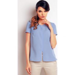 Bluzki damskie: Jasno Niebieska Elegancka Bluzka Letnia z Rozcięciem