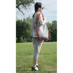 Torba hobo XXL - szary, pomarańcz. Szare torebki klasyczne damskie Pakamera, z syntetyku. Za 129,00 zł.