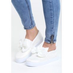 Trampki damskie slip on: Białe Slip On Rough Out