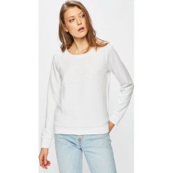 Armani Exchange - Bluza. Białe bluzy damskie marki Armani Exchange, s, z elastanu, bez kaptura. Za 379,90 zł.