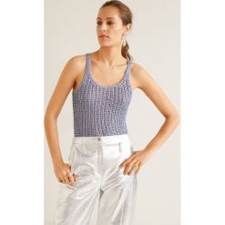 Mango - Top Samm. Niebieskie bluzki damskie Mango, s, bez wzorów, z dzianiny, z okrągłym kołnierzem. Za 119,90 zł.