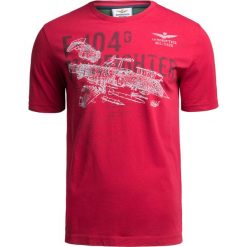 T-shirt AERONAUTICA MILITARE. Czerwone t-shirty męskie Aeronautica Militare, s, z nadrukiem, z dzianiny, z okrągłym kołnierzem. W wyprzedaży za 182,00 zł.