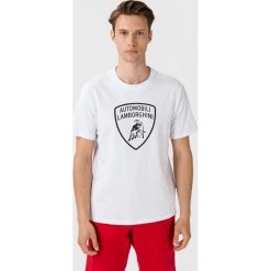 Lamborghini Koszulka Biały. Białe podkoszulki męskie Lamborghini, xxl, z nadrukiem, z bawełny, bez kołnierzyka, z krótkim rękawem, krótkie. Za 343,95 zł.