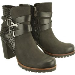 MARCO TOZZI 25459-39 096 black anthracite comb, botki damskie. Czarne botki damskie Marco Tozzi, ze skóry, bez obcasa, z paskami. Za 359,90 zł.