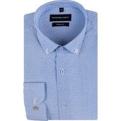 Koszula SIMONE KDBR000790. Niebieskie koszule męskie Giacomo Conti, m, bez wzorów, z bawełny, eleganckie, z dekoltem w serek, z długim rękawem. Za 149,00 zł.