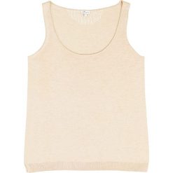 Top "Desir" w kolorze beżowym. Brązowe bluzki damskie Ateliers de la maille Paris, bez wzorów, z jedwabiu, z okrągłym kołnierzem. W wyprzedaży za 171,95 zł.