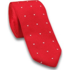 Dziergany krawat typu knit - Chattier KRCH0909. Czerwone krawaty męskie Chattier, w paski, z jeansu, sportowe. Za 44,00 zł.