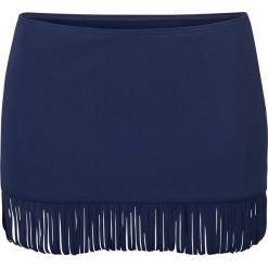 Figi bikini ze spódniczką bonprix ciemnoniebieski. Niebieskie stroje kąpielowe damskie bonprix, bez wzorów. Za 64,99 zł.