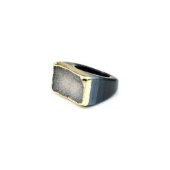 InspiRING 1/4 Gold Dark Grey rozmiar 24. Szare pierścionki damskie marki Brazi druse jewelry, z agatem, złote. Za 320,00 zł.