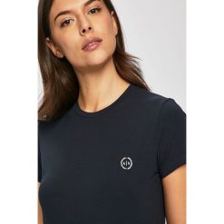 Armani Exchange - Top. Niebieskie bluzki damskie Armani Exchange, s, bez wzorów, z elastanu, z okrągłym kołnierzem. W wyprzedaży za 139,90 zł.