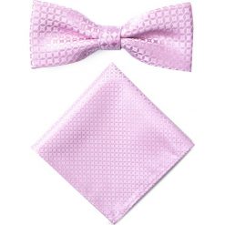 Mucha z poszetką MUR0001344. Różowe muszki męskie Giacomo Conti, na ślub cywilny, bez wzorów, z mikrofibry, eleganckie. Za 69,00 zł.