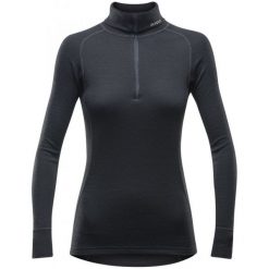 Topy sportowe damskie: Devold Koszulka Damska Duo Active Woman Zip Neck Black L