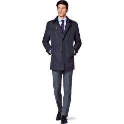 Płaszcz Granatowy Brestia. Niebieskie płaszcze męskie LANCERTO, s, bez wzorów, eleganckie, bez kaptura. W wyprzedaży za 399,90 zł.