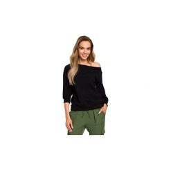 Bluzy Moe M412 Bluza z szerokim dekoltem. Czarne bluzy damskie Moe, s, bez wzorów, bez rękawów, bez kaptura. Za 109,00 zł.