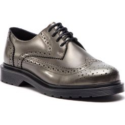 Oxfordy BRONX - 66201-H BX 571 Gunmetal 1248. Szare półbuty damskie marki Bronx, bez obcasa, na płaskiej podeszwie, bez zapięcia. W wyprzedaży za 259,00 zł.
